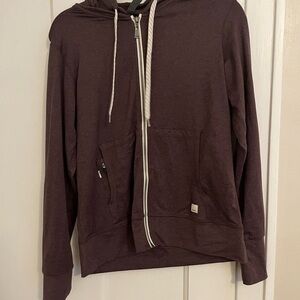 Vuori men's zip hoodie in deep plum (dark purple)
